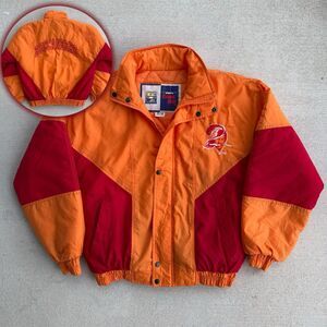 Vintage 90s Tampa Bay Buccaneers Creamsicle Jacket NFL Puffer Throwback Size M